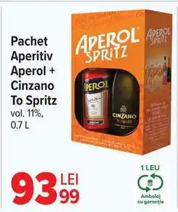 Carrefour Pachet Aperitiv Aperol + Cinzano To Spritz Ofertă