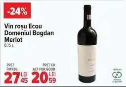 Carrefour Vin roșu Ecou Domeniul Bogdan Merlot Ofertă