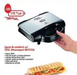 Carrefour Aparat de sandwich-uri TEFAL Ultracompact SM157236 Ofertă