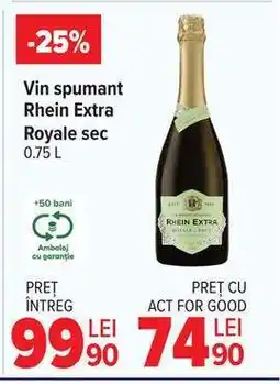 Carrefour Vin spumant Rhein Extra Royale sec 0.75 L Ofertă