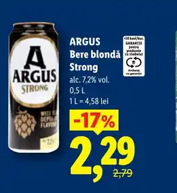 Lidl ARGUS Bere blondă Strong Ofertă