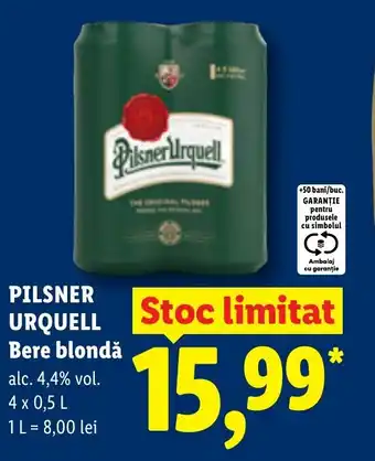 Lidl PILSNER URQUELL Bere blondă Ofertă
