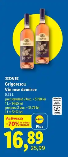 Lidl JIDVEI Grigorescu Vin rose demisec Ofertă