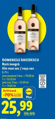 Lidl DOMENIILE DAVIDESCU Rară neagră Vin rose sec/roşu sec Ofertă