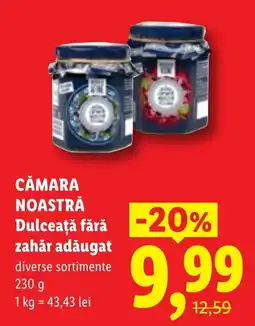 Lidl CĂMARA NOASTRĂ Dulceață fără zahăr adăugat Ofertă