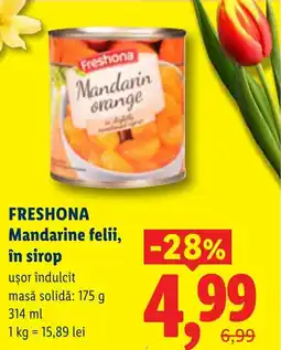 Lidl FRESHONA Mandarine felii, în sirop Ofertă