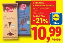 Lidl FIN CARRÉ Cuvertură de ciocolată Ofertă