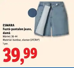 Lidl ESMARA Fustǎ-pantalon jeans, damă Ofertă