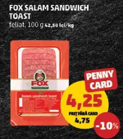 Penny FOX Salam sandwich toast Ofertă