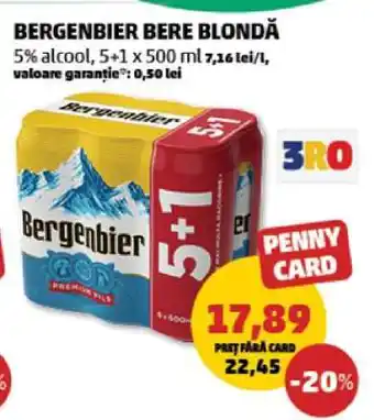 Penny BERGENBIER Bere blondă Ofertă