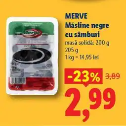 Lidl MERVE Măsline negre cu sâmburi Ofertă