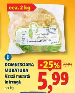 Lidl Domnișoara Murătură Varză murată întreagă Ofertă
