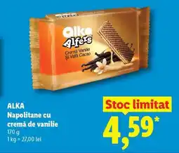 Lidl ALKA Napolitane cu cremă de vanilie Ofertă