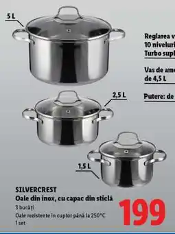 Lidl SILVERCREST Oale din inox cu capac din sticlă Ofertă