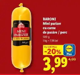 Lidl BARONI Mini parizer cu carne de pasăre / porc Ofertă