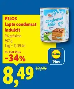 Lidl Pilos Lapte condensat îndulcit Ofertă