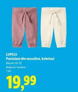 Lidl LUPILU Pantaloni din muselină, bebeluși Ofertă