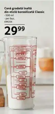 Selgros Cană gradată înaltă din sticlă borosilicată Classic Ofertă