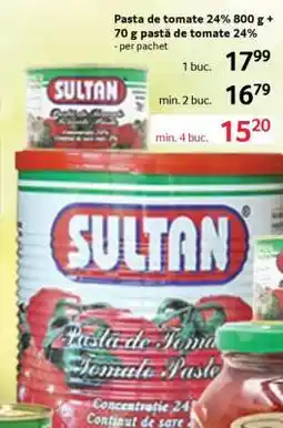 Selgros Pasta de tomate 24% 800 g + 70 g pastă de tomate 24% Ofertă