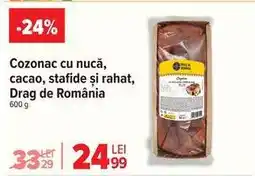 Carrefour Cozonac cu nucă, cacao, stafide și rahat, Drag de România Ofertă