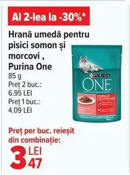 Carrefour Hrană umedă pentru pisici somon și morcovi, Purina One Ofertă