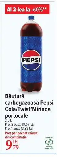 Carrefour Băutură carbogazoasă Pepsi Cola/Twist/Mirinda portocale Ofertă