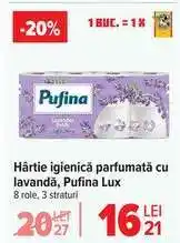 Carrefour Hârtie igienică parfumată cu lavandă, Pufina Lux Ofertă