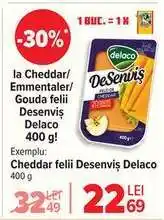Carrefour Cheddar/Emmentaler/Gouda felii Desenviș Delaco 400 g Ofertă