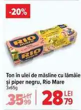 Carrefour Ton în ulei de măsline cu lămâie și piper negru, Rio Mare Ofertă