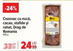 Carrefour Cozonac cu nucă, cacao, stafide și rahat, Drag de România Ofertă