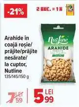 Carrefour Arahide în coajă roșie/prăjite/prăjite nesărate/la cuptor, Nutline Ofertă