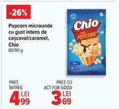 Carrefour Popcorn microunde cu gust intens de cașcaval/caramel, Chio Ofertă