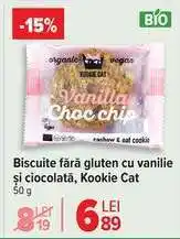 Carrefour Biscuit fără gluten cu vanilie și ciocolată, Kookie Cat Ofertă
