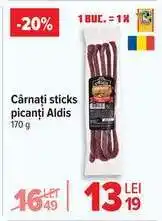 Carrefour Cârnați sticks picanți, Aldis Ofertă
