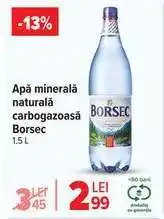 Carrefour Apă minerală naturală carbogazoasă Borsec 1.5L Ofertă