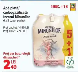 Carrefour Apă plată/carbogazificată Izvorul Minunilor Ofertă