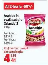 Carrefour Arahide în coajă subțire Orlando'S 150 g Ofertă