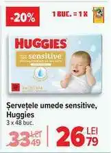 Carrefour Șervețele umede sensitive, Huggies Ofertă