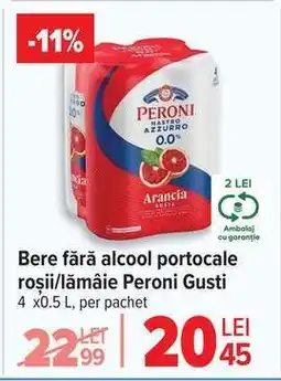 Carrefour Bere fără alcool portocale roșii/lămâie Peroni Gusti Ofertă