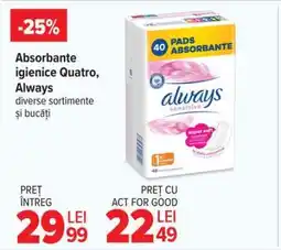 Carrefour Absorbante igienice Quatro, Always Ofertă