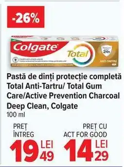 Carrefour Colgate Total Anti-Tartru/Total Gum Care/Active Prevention Charcoal Deep Clean Ofertă