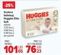 Carrefour Scutece bebeluși, Huggies Elite Soft Ofertă