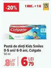 Carrefour Pastă de dinți Kids Smiles 0-5 ani/ 6-9 ani, Colgate Ofertă