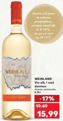 Kaufland WEINLAND Vin alb / rosé demisec Ofertă
