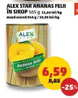 Penny ALEX STAR ANANAS FELII IN SIROP Ofertă