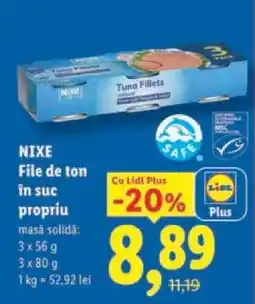 Lidl Nixe File de ton în suc propriu Ofertă