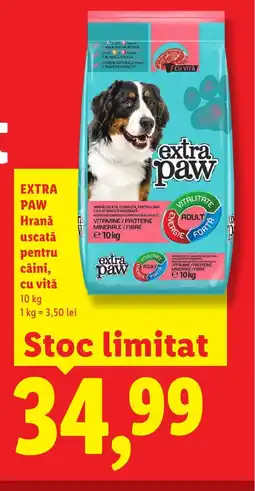 Lidl EXTRA PAW Hrană uscată pentru câini, cu vitǎ Ofertă