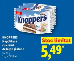 Lidl KNOPPERS Napolitane cu cremă de lapte și alune Ofertă
