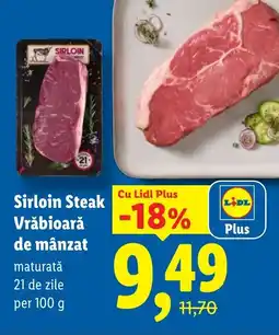 Lidl Sirloin Steak Vrǎbioară de mânzat Ofertă
