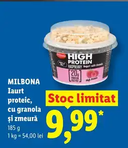 Lidl MILBONA Iaurt proteic, cu granola şi zmeură Ofertă